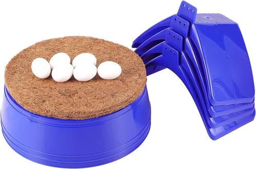 Vista 5 de Juego de suministros para palomas, 3 piezas de nido de cría de pájaros, 4 soportes para palomas, 9 huevos de plástico sólido blanco para todo tipo