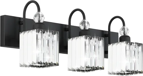 Vista 20 de Ralbay Moderna lámpara de tocador de baño, accesorio de pared de cristal de 2 luces para baño