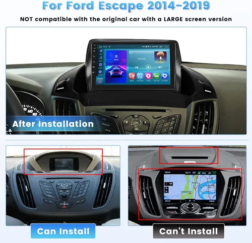 Vista 3 de [8 núcleos 6+128G] Radio Android para Ford Escape 2014-2019, pantalla táctil HD de 9 pulgadas para Escape con CarPlay Android Auto, WiFi de 5 GHz