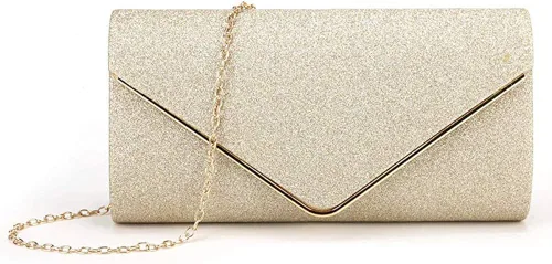 Clutch Purse Evening Bag for Women Prom Glitter Sparkling Handbag With Detachable Chain for Wedding and Party