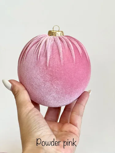 Vista 3 de 8'' Pink Christmas Handmade Velvet Ornaments, Bulk Christmas Balls, Christmas Tree Bulbs, Christmas Decorations, Christmas Gift Idea, Large