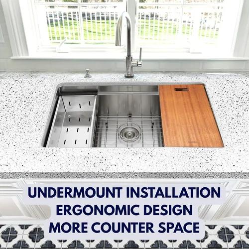 Vista 4 de Nantucket Sinks SR-PS-3018-16 Pro Prep-Station S. Fregadero de cocina de acero de 30