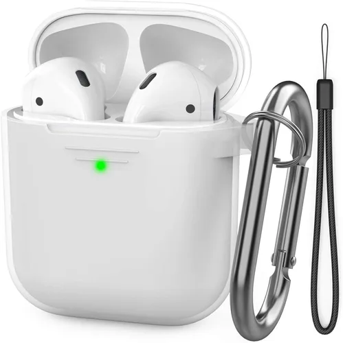 Vista 23 de AhaStyle Funda Protectora de Silicona Mejorada [LED Frontal Visible] Compatible con Apple AirPods 2 y 1 (Negro)