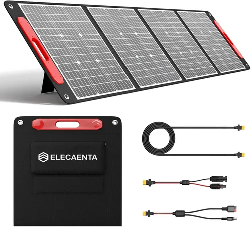 ELECAENTA Panel solar portátil de 200 W para Jackery/EF Ecoflow/Bluetti/Anker Power Station, 25% de conversión, ultra ligero, flexible y plegable