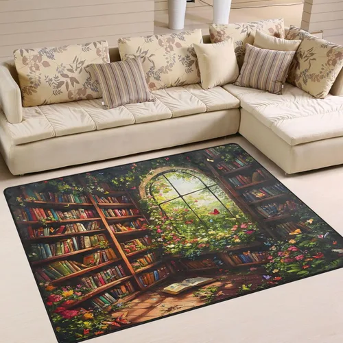 Vista 22 de ALAZA Tower Sea Ocean Blossom - Alfombra para sala de estar, dormitorio, 4 x 5 pies 3 pulgadas