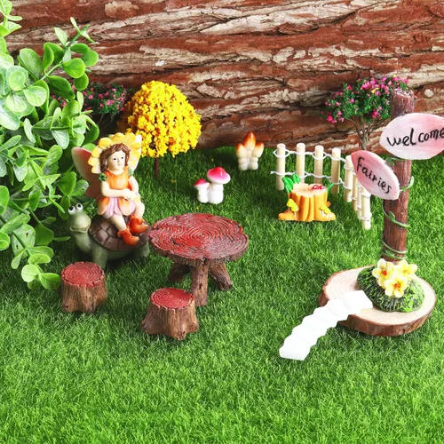Vista 5 de Elcoho 6 piezas de césped artificial para manualidades, jardín de hadas, 6 x 6 pulgadas, para decoración en miniatura, casa de muñecas, decoración