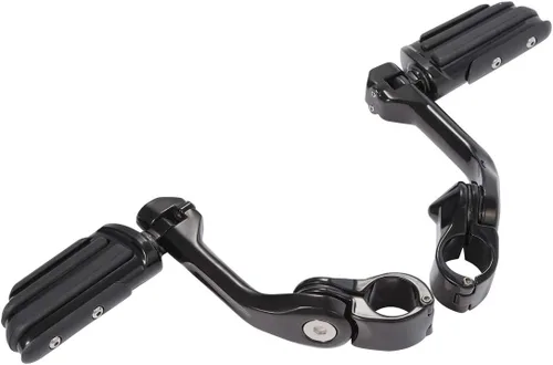 Vista 23 de Green-L Estriberas universales para motocicleta de 1 1/4 pulgadas con abrazadera en ángulo largo para Harley Touring Road King Street Glide Electra