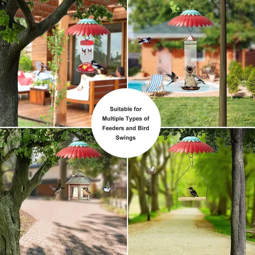 Vista 9 de Cubierta protectora para comedero de colibríes, cúpula protectora contra la intemperie para colgar comedero de pájaros de la lluvia y el sol, a 2