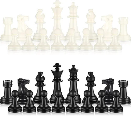 Vista 6 de Sumind 32 Pcs Chess Pieces Only Plastic Chessman Set for Replacement of Missing Pieces Pawn 95 Mm/ 3. 7 Inch King's Height Tournament Chess Set with