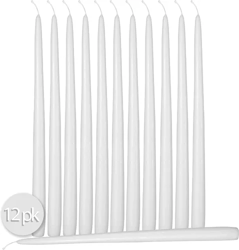 Vista 2 de Hyoola - Velas cónicas altas de 10 pulgadas, sin goteo, sin aroma, cera de parafina con mechas de algodón, 8 horas de combustión, color blanco
