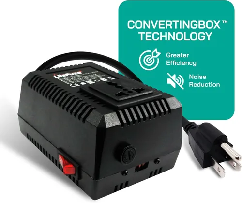 Vista 3 de LiteFuze, convertor de voltaje alto/bajo para viaje. Cable EE.UU.
