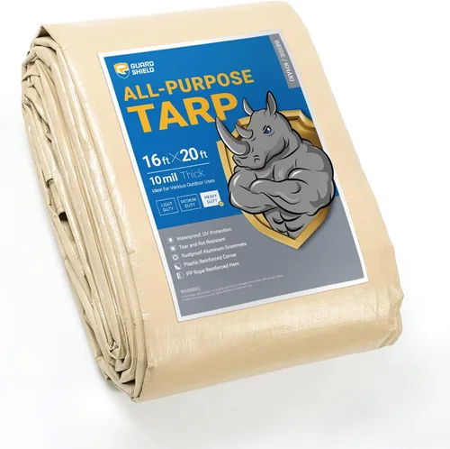 Vista 23 de GUARD SHIELD - Lonas impermeables, de polietileno, cuadradas, gruesas, resistentes a los rayos ultravioleta, con ojales, para exteriores, 12 x 24