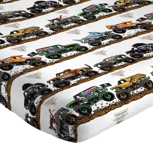 Vista 5 de Juego de sábanas tamaño matrimonial de Monster Jam Tracks Juego de ropa de cama de 4 piezas para niños súper suave y acogedora con Grave Digger