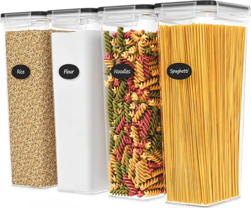 Vista 8 de Recipientes grandes herméticos para almacenamiento de alimentos con tapas, juego de 4 de 3.2L - 102 onzas líquidas, recipientes para almacenamiento
