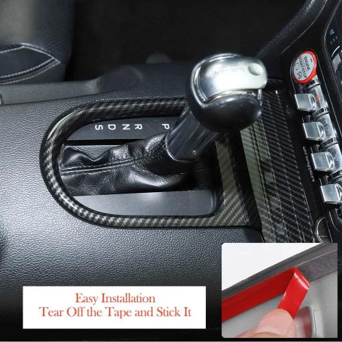 Vista 7 de JeCar Cubierta interior del panel de cambio de marchas de fibra de carbono Mustang Ajuste para Ford Mustang 2015-2023