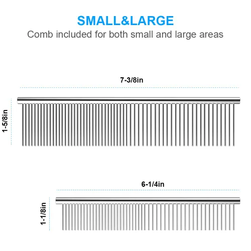 Vista 4 de Cafhelp Paquete de 2 peines para perros con extremos redondeados de acero inoxidable, peine para gatos para eliminar enredos y nudos, herramienta