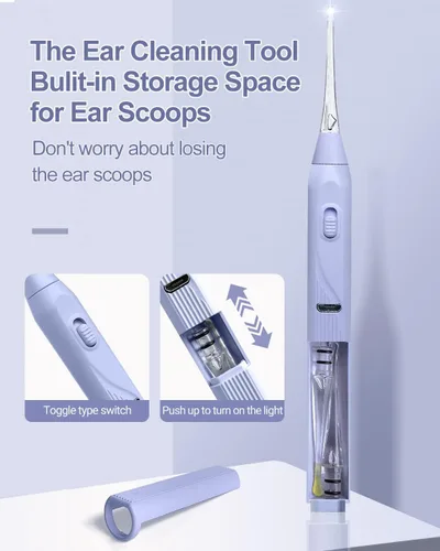 Vista 2 de Herramienta de Eliminación de Cera de Oídos con Luz, Removedor de Cera de Oídos para Niños, Herramienta de Limpieza de Oídos, Limpiador de Oídos