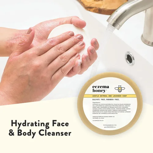 Vista 6 de ECZEMA HONEY Jabón suave de avena y lavanda – Gel de baño natural para eccema – Jabón suave diario para piel seca, con picazón, sensible e irritable