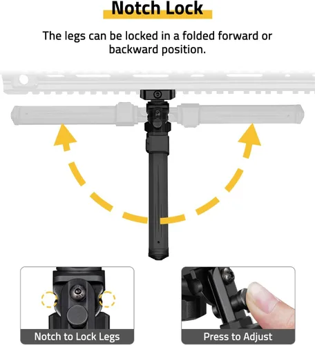 Vista 4 de CVLIFE Picatinny - Bípodes para rifles tácticos, bípodes de rifle táctico, rotación ajustable, inclinación de 360 grados, portátil, resistente