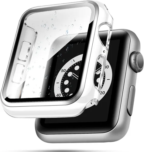 Vista 13 de top4cus Carcasa de 38mm compatible con Apple Watch, con protector de pantalla de vidrio templado incorporado, cubierta de PC para iWatch Series
