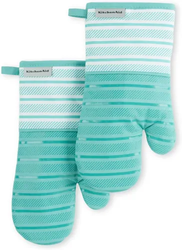KitchenAid Albany - Manoplas para horno, paquete de 2, Aqua Sky, 7 x 13 pulgadas