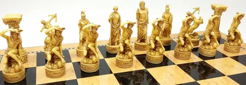 Vista 4 de Mitología griega Dioses pintado a mano juego de ajedrez W/17" Gloss Junta de almacenamiento