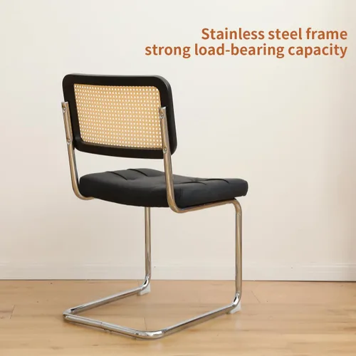 Vista 8 de Dining Chairs Set of 2 Modern Mid Century Design with Chrome Legs Velvet Rattan Upholstered for Dining Living Room Kitchen Desk Chair Table & Chair