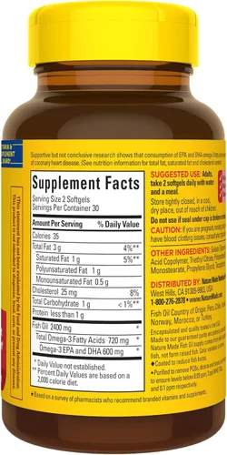 Vista 7 de Nature Made Eructar menos suplementos de aceite de pescado Omega 3, 1200 mg de cápsulas blandas, suplementos de aceite de pescado EPA DHA Omega 3