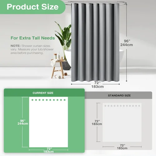 Vista 847 de Cortina de ducha de tela Dynamene verde oscuro - Cortinas de baño de tela de nido de abeja texturizadas resistentes, juego de cortinas de baño