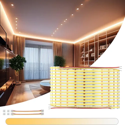 C2 CCT COB - Tira de luz LED 2700K-6500K, luz de cinta LED flexible de 16.4 pies, DC24V 608LEDs 14W/M 0.394 in de ancho, luces LED regulables para