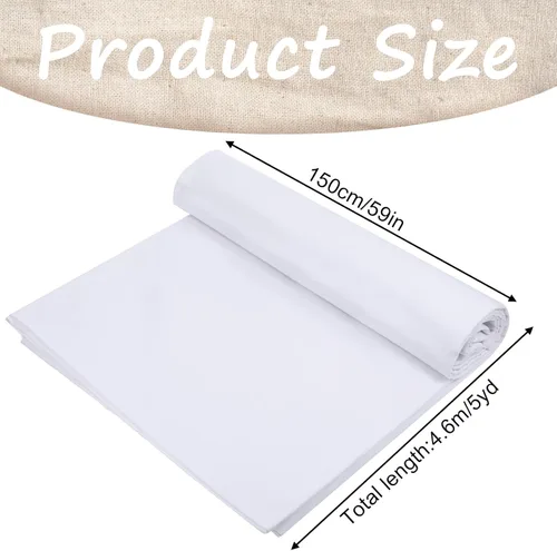 Vista 2 de Tela de muselina de algodón de 59 pulgadas x 5 yardas, material de tela de lino de muselina blanqueada ligera para material de costura, tela