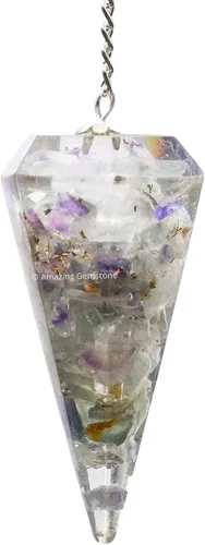 Vista 12 de Péndulos de cristal de orgón de amazonita de Amazing Gemstone para adivinación y radiestesia, péndulo de cristal con verdadero movimiento