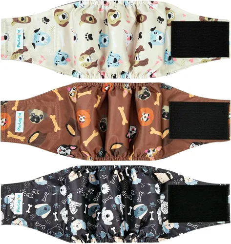 Vista 23 de Paw Legend Pañales lavables para perros machos, pañales reutilizables para cachorros y perros machos (paquete de 3, M)
