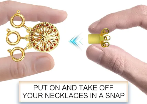 Vista 4 de Dailyacc Cierre de collar en capas para mujer, cierre de joyería deslizante de plata y oro de 14 quilates, conectores de pulsera