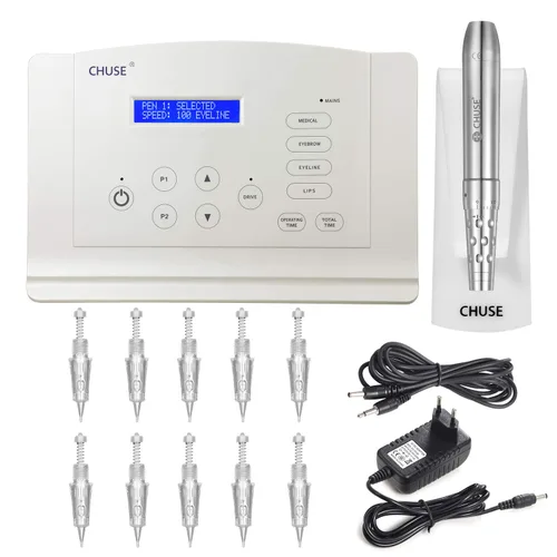 CHUSE C18 Pro Maquillaje Permanente PMU Tatuaje Microblading Máquina Kit Suministros para Cejas Eyeliner Labios