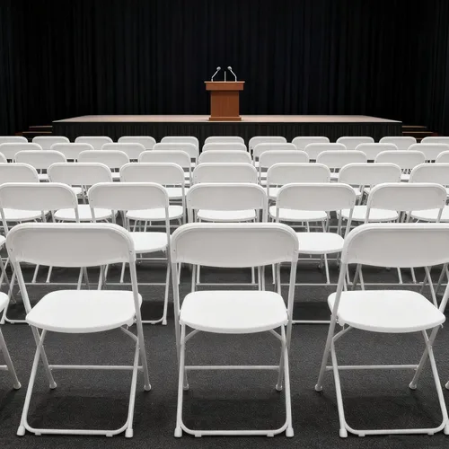 Vista 9 de Set of 10 White Folding Chairs for Commercial and Home Use, Heavy-Duty 350-lb Capacity, Ergonomic Plastic Seat with Sturdy Metal Back, Quick Fold &