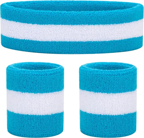 ONUPGO Juego de bandas para el sudor para niños pequeños, banda atlética de algodón para el sudor para niños, jóvenes y bebés (1 diadema + 2