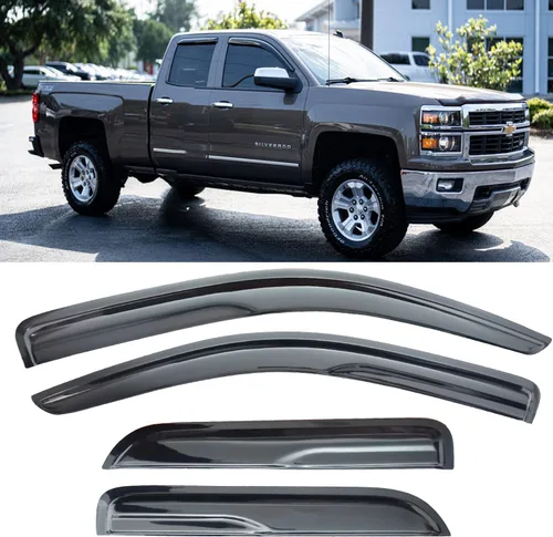 Vista 33 de Viseras de ventana, protectores de lluvia, deflectores de viento laterales, protector de ventilación para Chevrolet Silverado y GMC Sierra 1500
