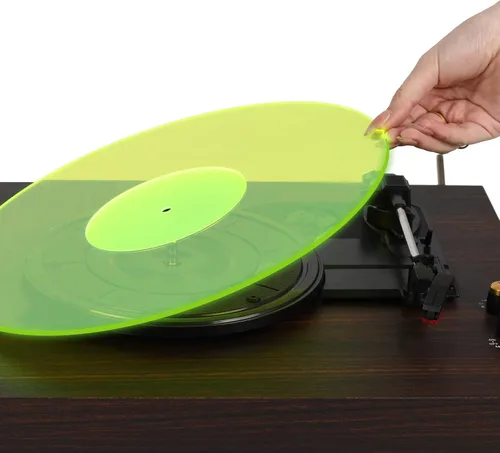 Vista 6 de Alfombrilla acrílica para tocadiscos para discos de vinilo: 12 pulgadas, accesorios para tocadiscos antiestático, calidad de sonido mejorada, reduce