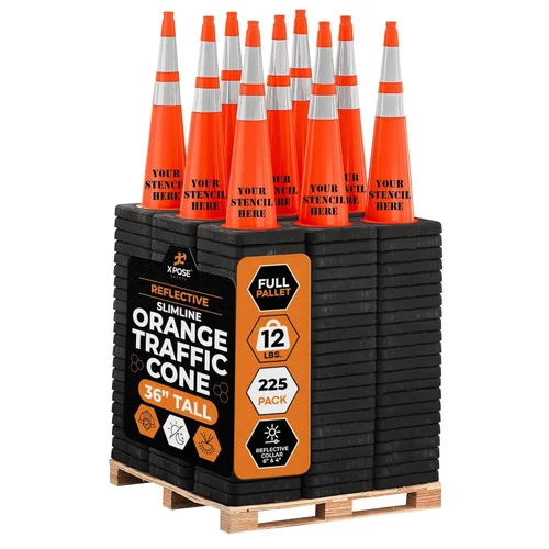 Vista 105 de Xpose Safety Conos de tráfico naranjas de 28 pulgadas con collares de 6 y 4 pulgadas, 1 paquete – Cono de seguridad de plástico PVC multiusos