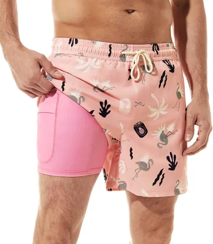 BRISIRA Trajes de baño para hombre con entrepierna de 5 pulgadas, forro de compresión, pantalones cortos de playa para natación, traje de baño de