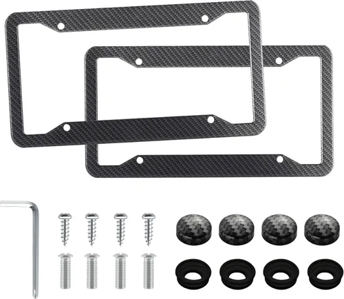Vista 20 de LivTee marcos de acero inoxidable para placa, con 4 agujeros, 2 unidades, cubierta para placa de auto, diseño delgado con tornillos, arandelas y Azul