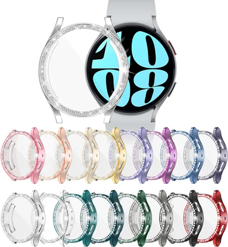 Vista 18 de Paquete de 16 unidades de protector de pantalla para reloj YUVIKE compatible con Samsung Galaxy Watch 5/4 40mm, funda suave TPU con destellos