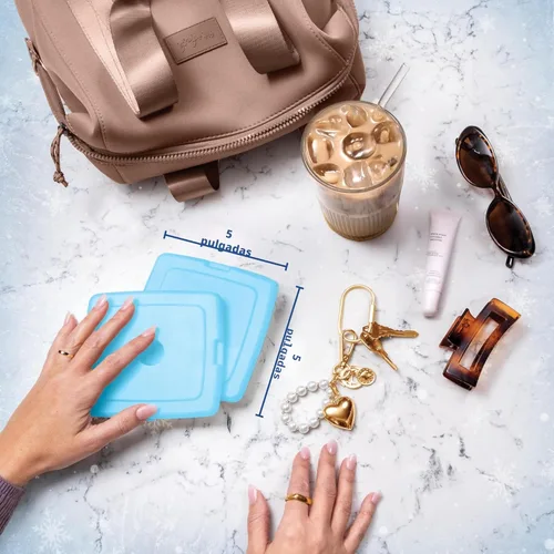 Vista 5 de Cool Coolers de Fit & Fresh - Paquete de 4 bolsas de hielo delgadas, paquetes de hielo reutilizables de congelación rápida que ahorran espacio