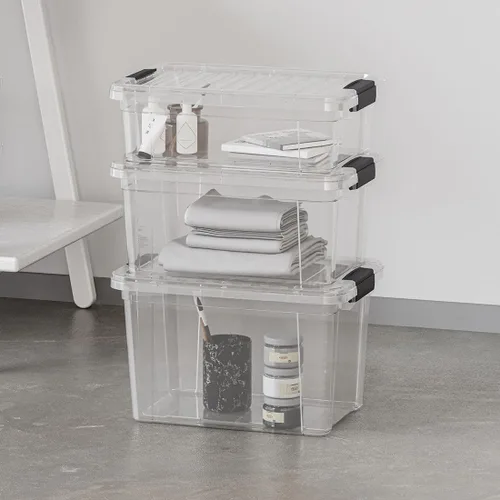 Vista 6 de Superio Contenedores de almacenamiento de plástico transparente con tapa, caja de 4.5 cuartos, contenedores organizadores, contenedor de plástico
