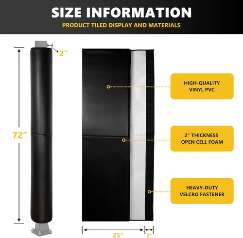 Vista 3 de Almohadilla para Poste de Baloncesto, Almohadillas de Seguridad Resistentes para Protección del Jugador, 72" de Alto, Acolchado Protector Resistente