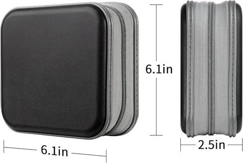 Vista 7 de LIOVODE Funda para DVD, estuche portátil para CD de 48 capacidades, almacenamiento de CD de plástico duro, organizador de cartera de DVD para Negro