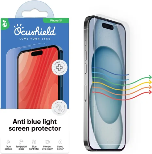 Vista 25 de Ocushield Protector de pantalla de vidrio templado antiluz azul para iPhone 7 iPhone 8 - Protege tus ojos, reduce las migrañas y mejora el sueño