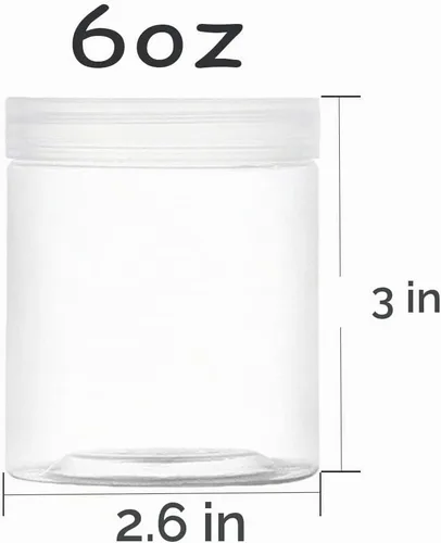 Vista 2 de 15 paquetes de recipientes de almacenamiento de plástico transparente de 6 onzas con boca ancha, recipientes vacíos rellenables para almacenamiento