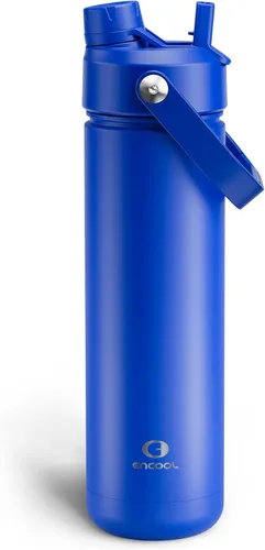 Vista 112 de Botella de agua aislada con popote para niños, botella de agua de acero inoxidable de 12 onzas con boquilla doble, a prueba de fugas, sin BPA, al